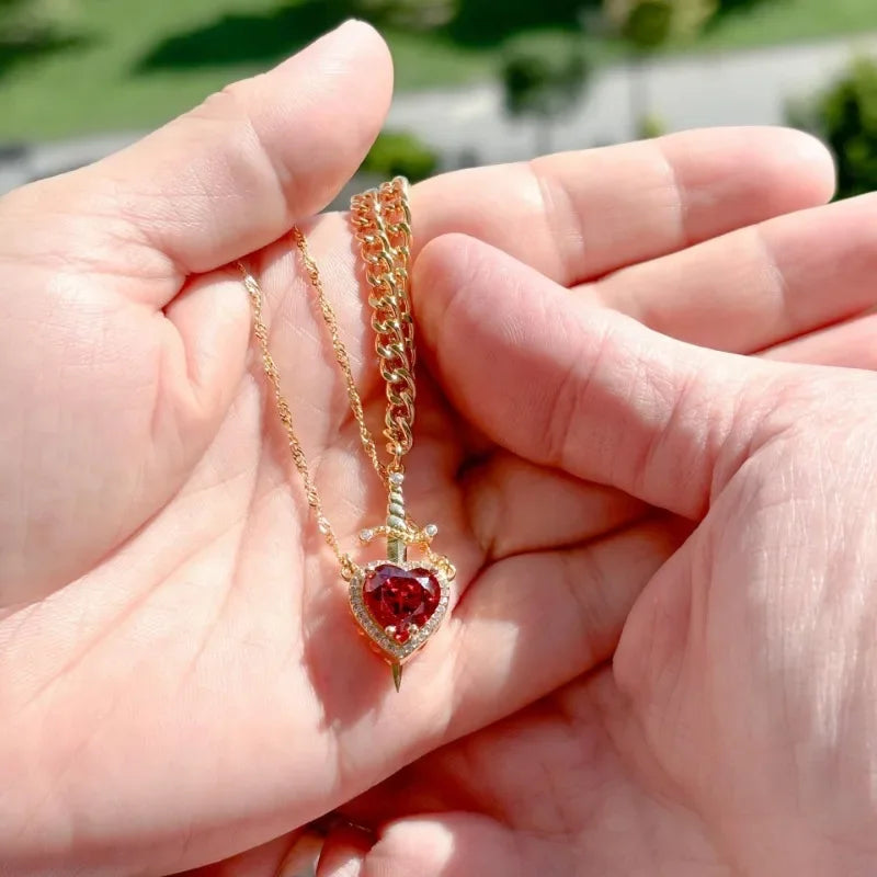 Heart and Sword Necklace - Couple Necklaces