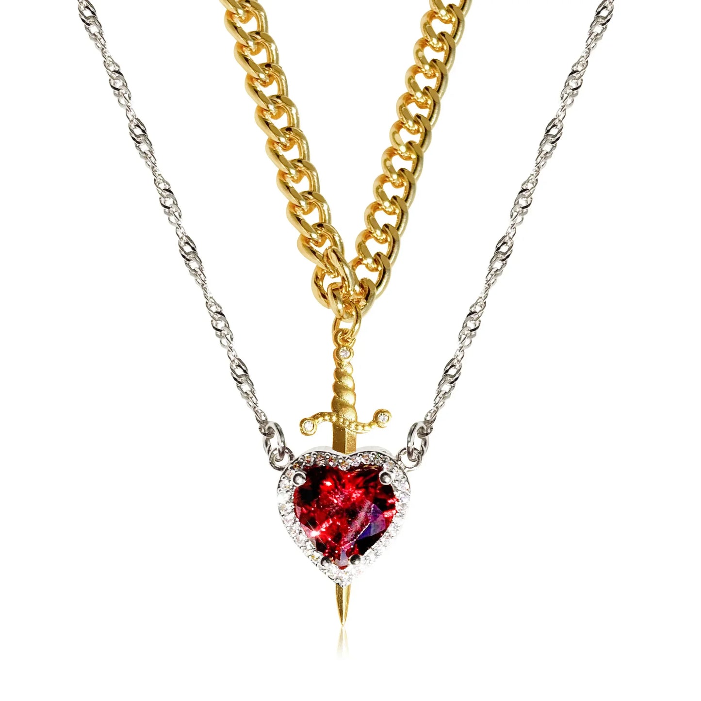 Heart and Sword Necklace - Couple Necklaces